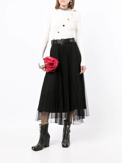 Alexander Mcqueen Button Embellished White Ribbed Top In White