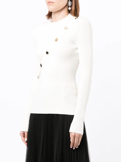 Shop Alexander Mcqueen Ribbed-knit Button-detail Top In White