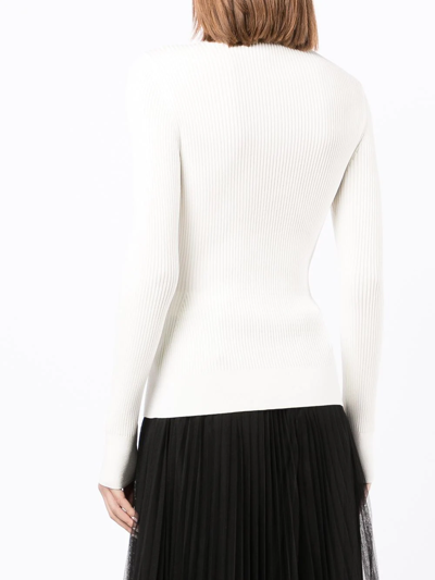 Alexander Mcqueen Button Embellished White Ribbed Top In White