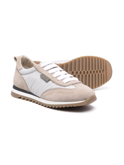 Shop Brunello Cucinelli Panelled Low-top Sneakers In Neutrals