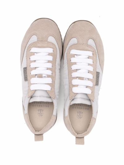 Shop Brunello Cucinelli Panelled Low-top Sneakers In Neutrals