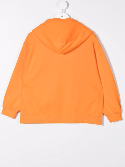 Shop Mm6 Maison Margiela Glitter Logo-print Hoodie In Orange