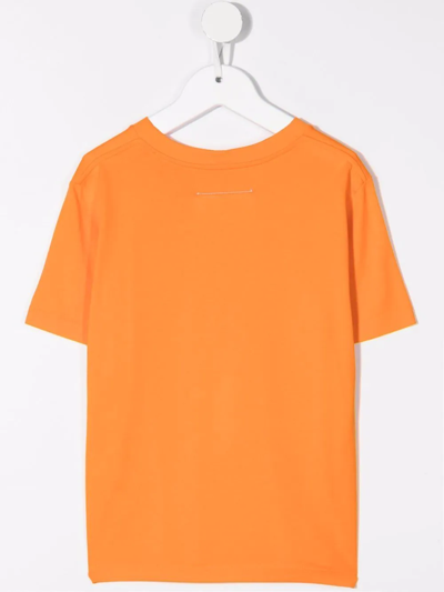 Mm6 Maison Margiela Teen Logo Print T-shirt In Orange