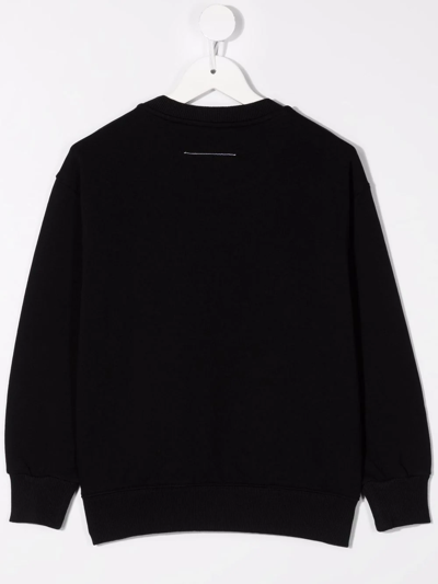 Shop Mm6 Maison Margiela Logo Print Sweatshirt In Black