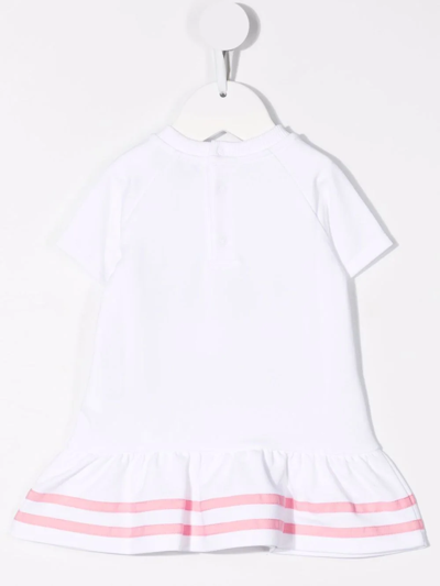 Shop Moschino Logo-print Short-sleeve Dress In White