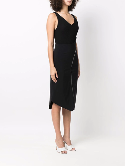 Shop Nina Ricci Asymmetric Zip Midi Skirt In Black