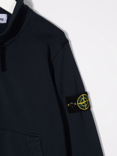 Shop Stone Island Junior High Neck Zipped Sweatshirt In Blue