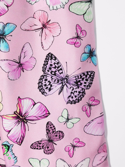 Shop Versace Butterfly-print Pyjama-style Trousers In Pink