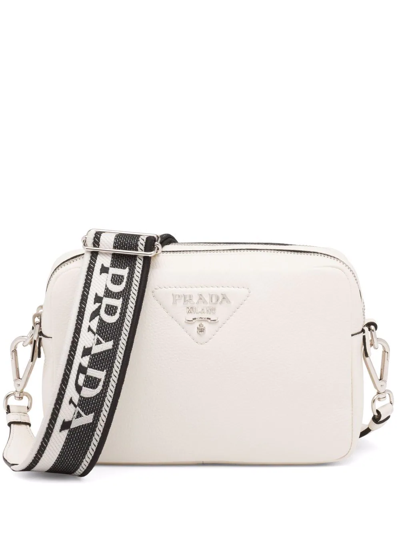 Shop Prada Flou Leather Shoulder Bag In White