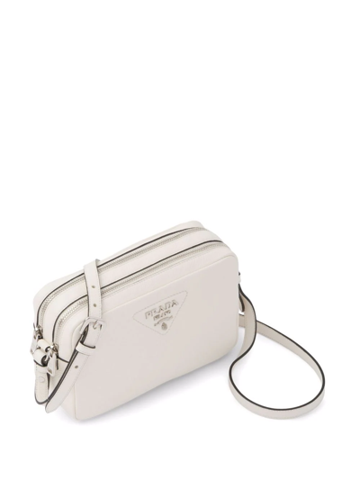 Shop Prada Flou Leather Shoulder Bag In White