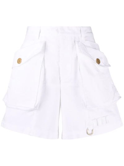 Shop Dsquared2 High-waisted Cotton Shorts In White