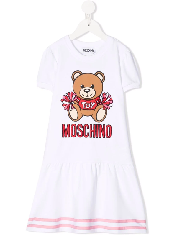 Moschino Kids Teddy Bear-print dress - White