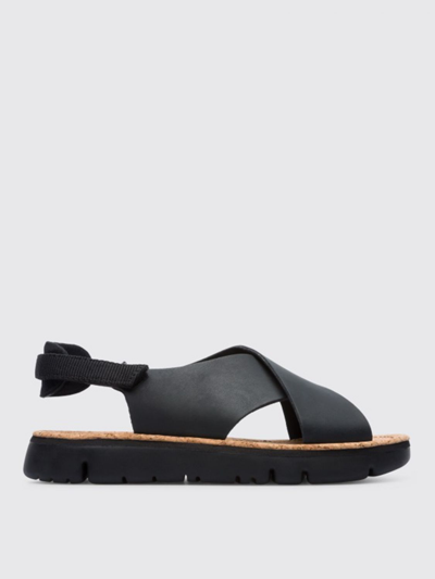 Shop Camper Oruga  Leather Sandals In Black