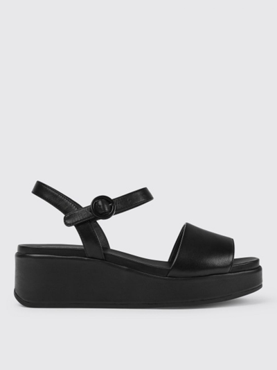 Shop Camper Misia  Wedge Sandals In Leather In Black