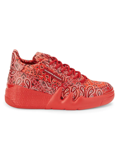 Shop Giuseppe Zanotti Women's Women's Paisley-print Wedge Sneakers In Red
