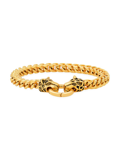 Shop Anthony Jacobs Men's 18k Gold Plated Stainless Steel Tiger's Head Bracelet