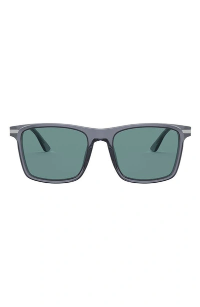 Shop Prada 54mm Polarized Rectangular Sunglasses In Grey/ Polarized Green