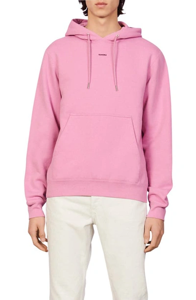 Shop Sandro Embroidered Logo Hoodie In Pink