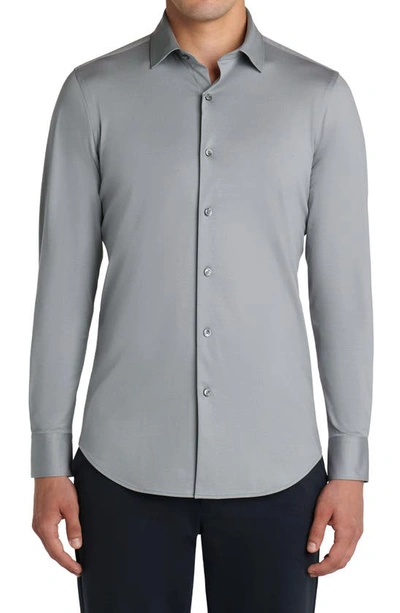 Shop Bugatchi James Long Sleeve Stretch Cotton Button-up Shirt In Platinum
