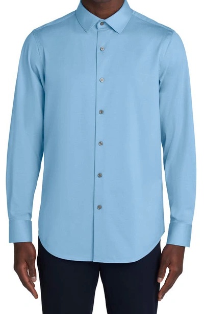 Shop Bugatchi Tech James Long Sleeve Stretch Cotton Button-up Shirt In Sky