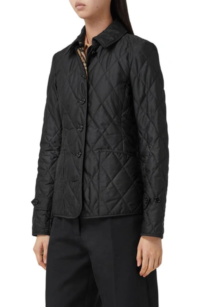 Burberry Fernleigh Thermoregulated Diamond Quilted Jacket In Black