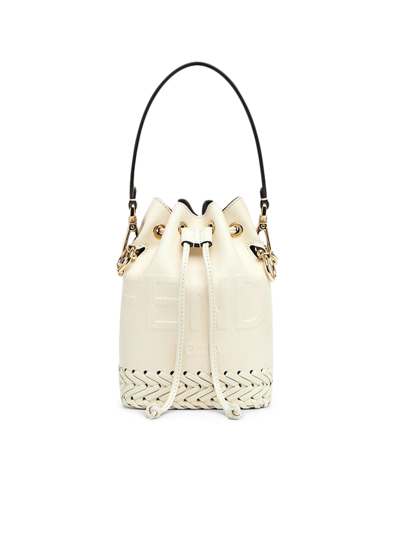 Shop Fendi Minibag In White Leather With Threadings