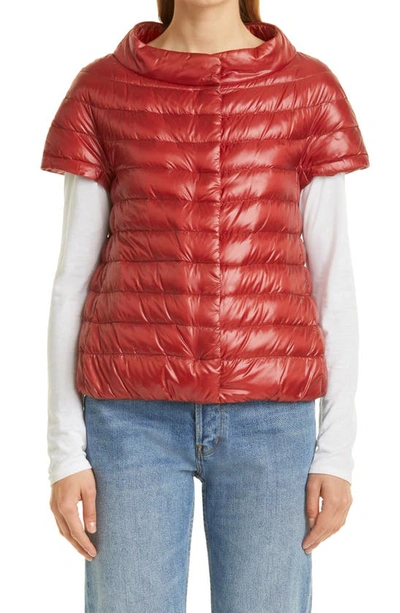 Shop Herno Emilia Cap Sleeve Quilted Down Jacket In Burnt Henna