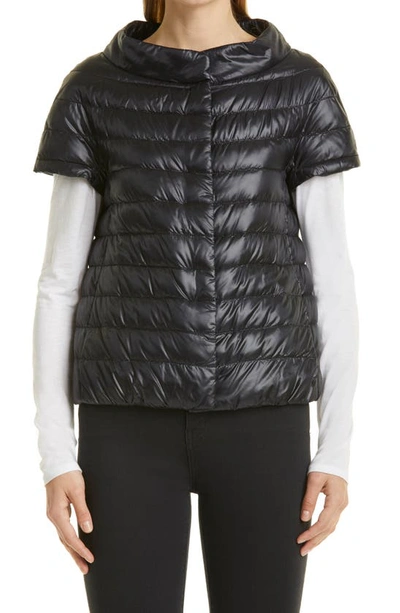 Shop Herno Emilia Cap Sleeve Quilted Down Jacket In Black
