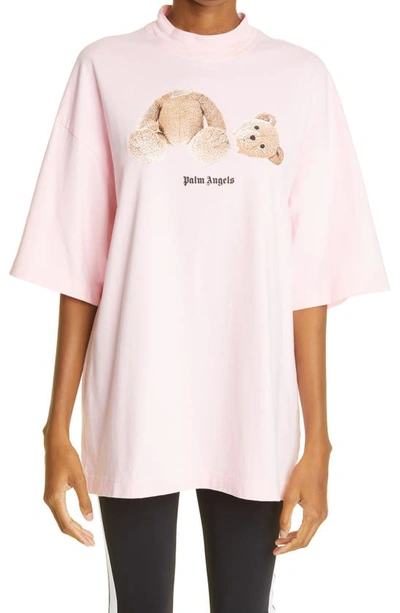 Shop Palm Angels Headless Bear Oversize Cotton Graphic Tee In Almond Blossom Brown