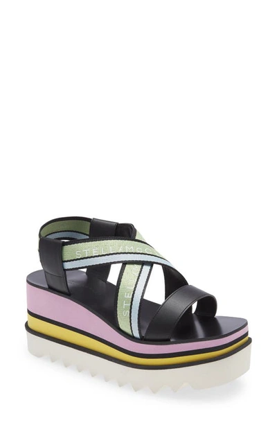 Shop Stella Mccartney Sneak Elyse Platform Sandal In Aqua-black-mint/ Black