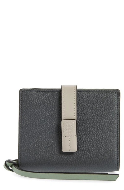 Shop Loewe Anagram Tab Leather Wallet In Anthracite/ Ghost