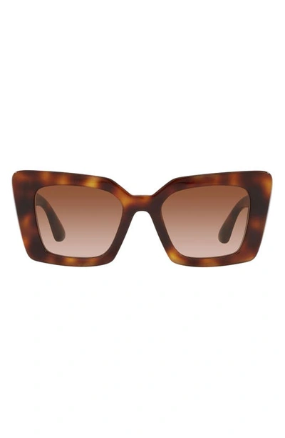 Shop Burberry 51mm Square Sunglasses In Light Havana/ Gradient Brown