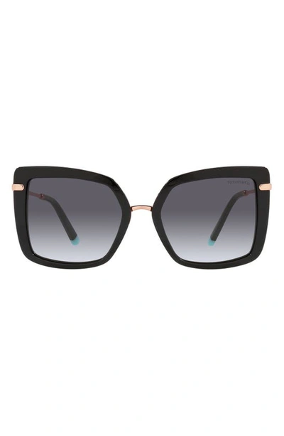 Shop Tiffany & Co 54mm Square Sunglasses In Black/ Gradient Grey