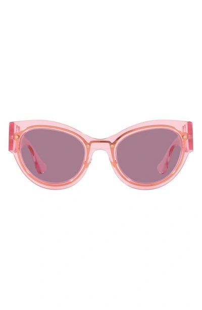 Shop Versace 53mm Transparent Cat Eye Sunglasses In Transparent Pink/ Pink