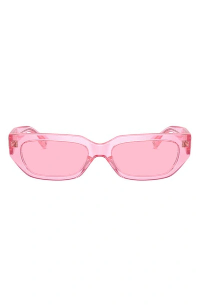 Shop Valentino 53mm Rectangular Sunglasses In Pink Transparent/ Pink