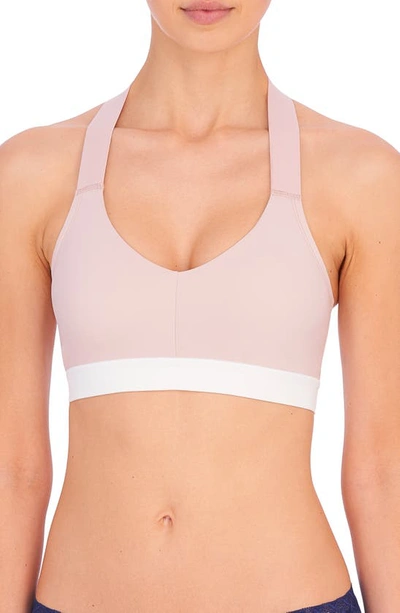 Natori Low Impact Dynamic Racerback Sports Bralette In Rose/ White