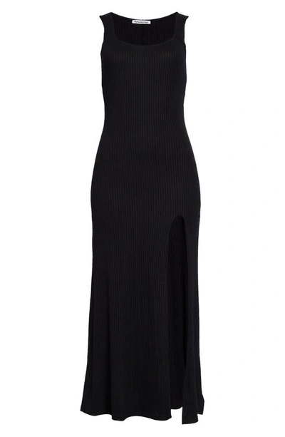 Shop Reformation Bliss Ribbed Sleeveless Dress In Blk