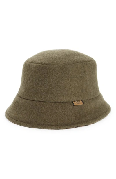 Shop Fendi Wool Bucket Hat In Tabacco/ Verde