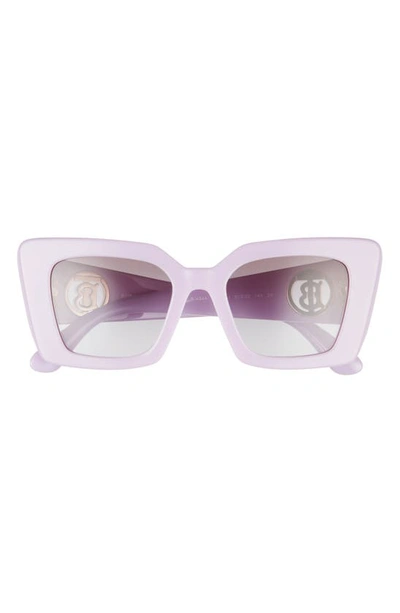 Shop Burberry 51mm Square Sunglasses In Lilac/ Gradient Grey