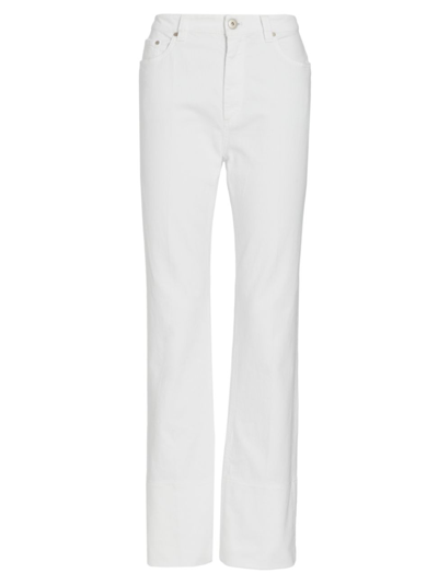 Shop Brunello Cucinelli Women's Garment Dyed Mid-rise Pants In Bianco