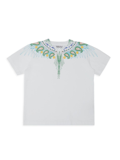Shop Marcelo Burlon County Of Milan Little Boy's & Boy's Bandana Wings T-shirt In White Green
