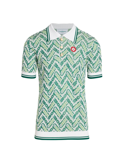 Shop Casablanca Men's Ping-pong Monogram Polo Shirt In Green Monogram