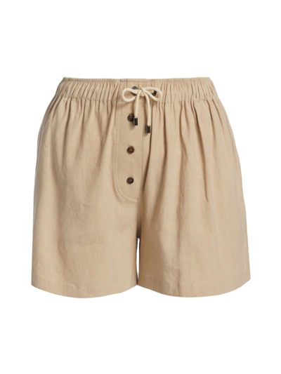 Shop Brunello Cucinelli Button Fly Drawstring Shorts In Beige