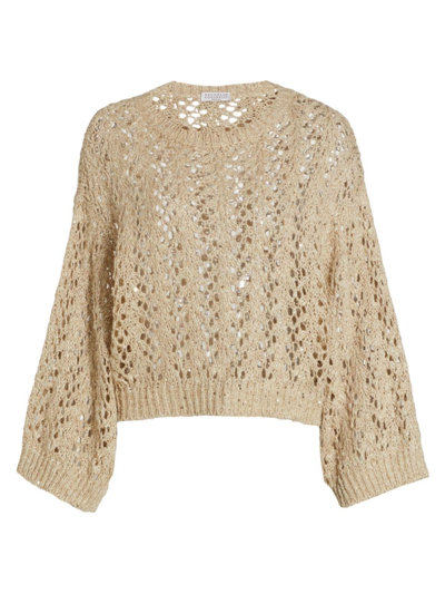 Shop Brunello Cucinelli Linen-silk Open-knit Sweater