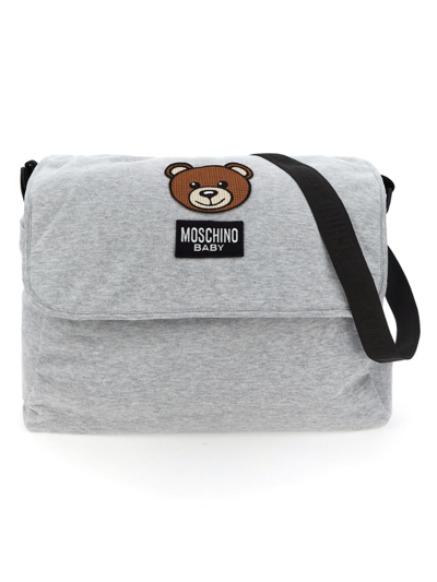 Shop Moschino Bear Patch Diaper Bag In Grey