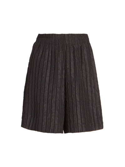 Shop Dries Van Noten Pomar Pleated Satin Shorts In Black