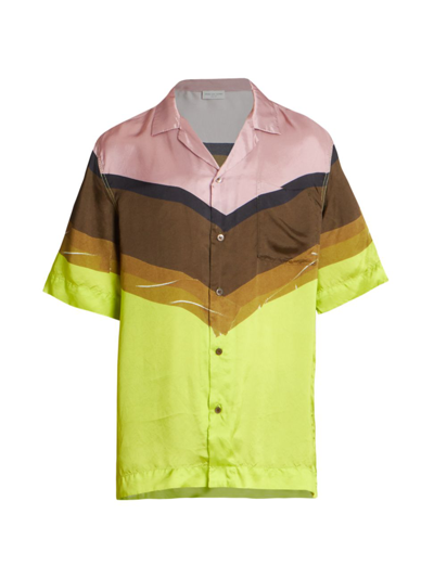 Shop Dries Van Noten Men's Carltone Viscose Shirt In Yellow