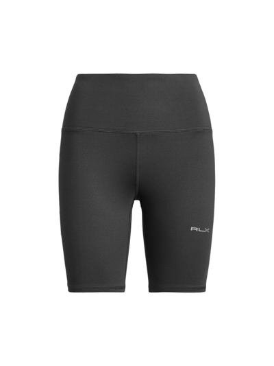 Shop Polo Ralph Lauren Women's Rlx Stretch Logo Biker Shorts In Dark Slate