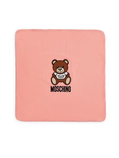 Shop Moschino Baby's Logo Bear Patch Blanket In Pink