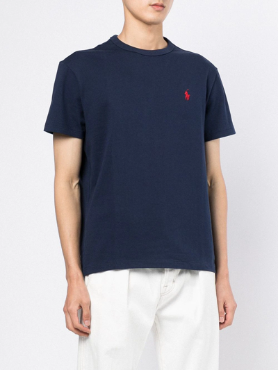 Polo Ralph Lauren Blue Crewneck T-shirt With Pony Embroidery On The Front In 003 Blue